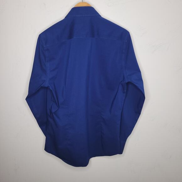 Twillory Performance Shirt Mens Size 16 Button Up Trim Fit Long Sleeve Blue Read - Picture 7 of 14